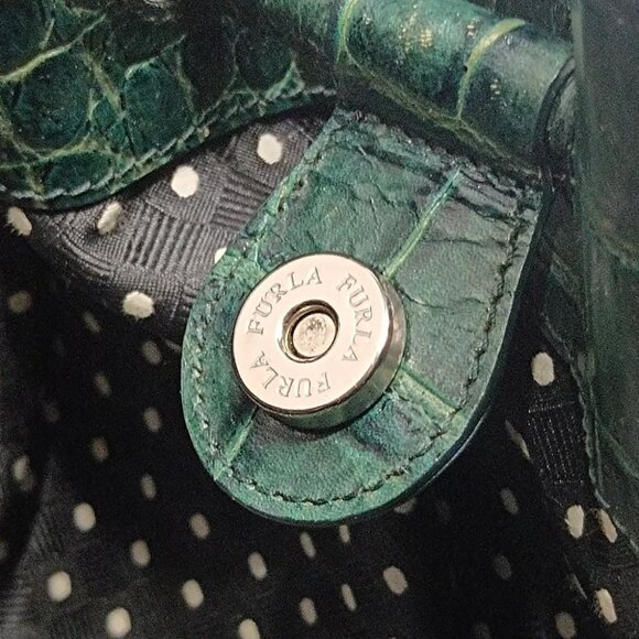 FURLA Dark Green Leather Shoulder Bag - Picture 6 of 9